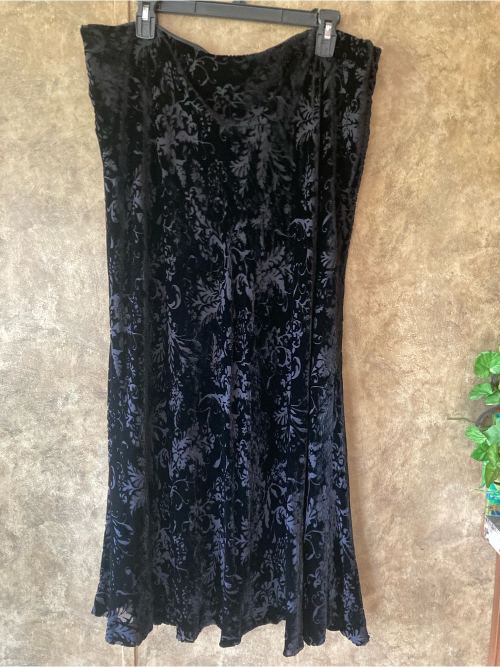 VTG 90s Lauren Ralph Lauren Velvet Silk Blend Black Floral Tudor Maxi Skirt 20W